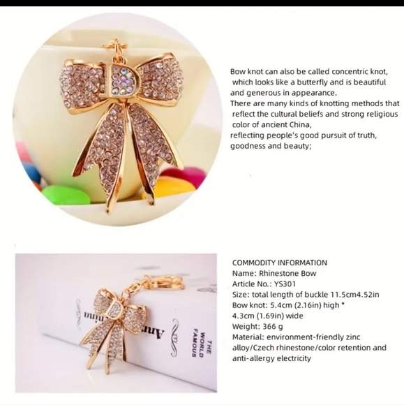 Crystal Bling Bow Charm NWT - Picture 3 of 5
